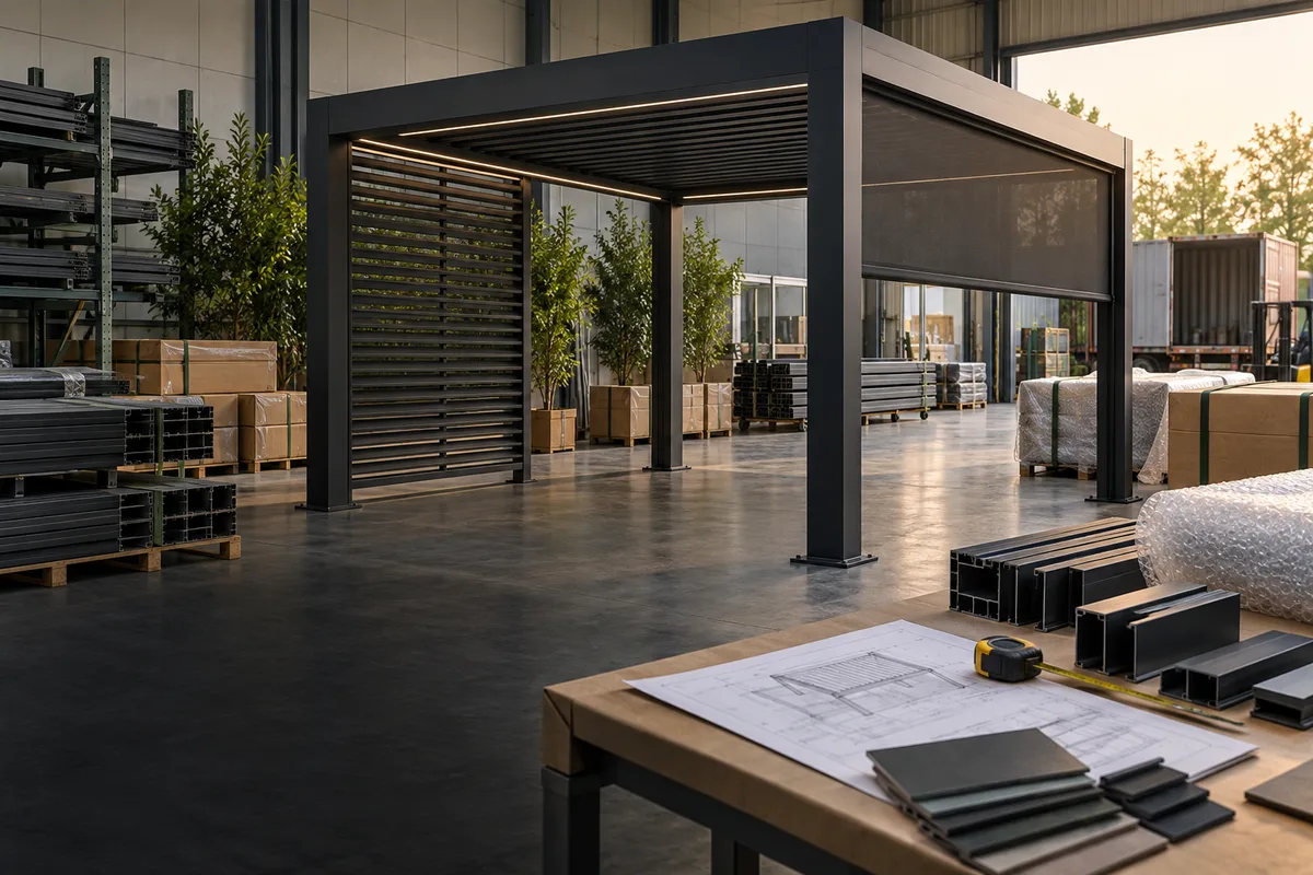 Pergola project drawings and configuration planning used to prepare a quotation