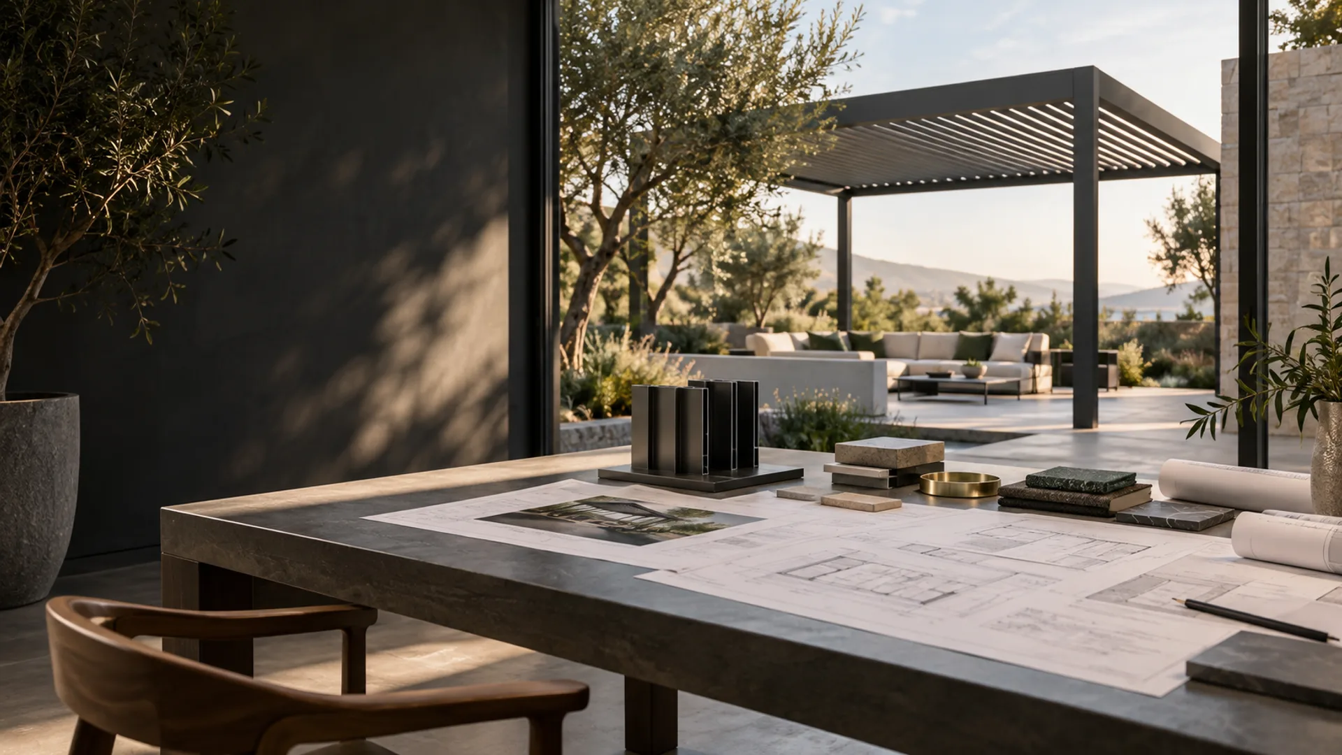 Architectural pergola configuration and specification workspace visualization
