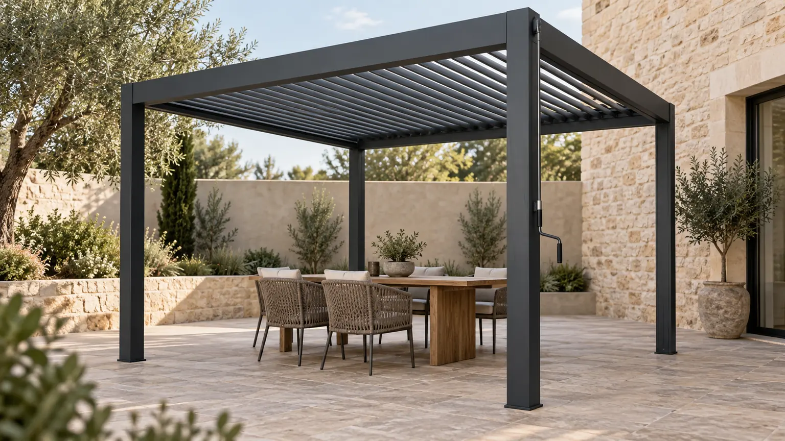 Manual and motorized aluminum louvered pergola roof operation comparison