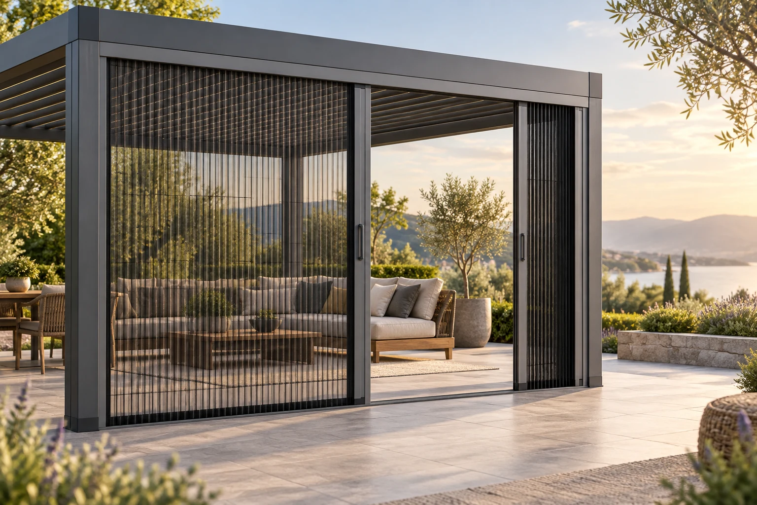 Retractable Pleated Mesh Screen Door