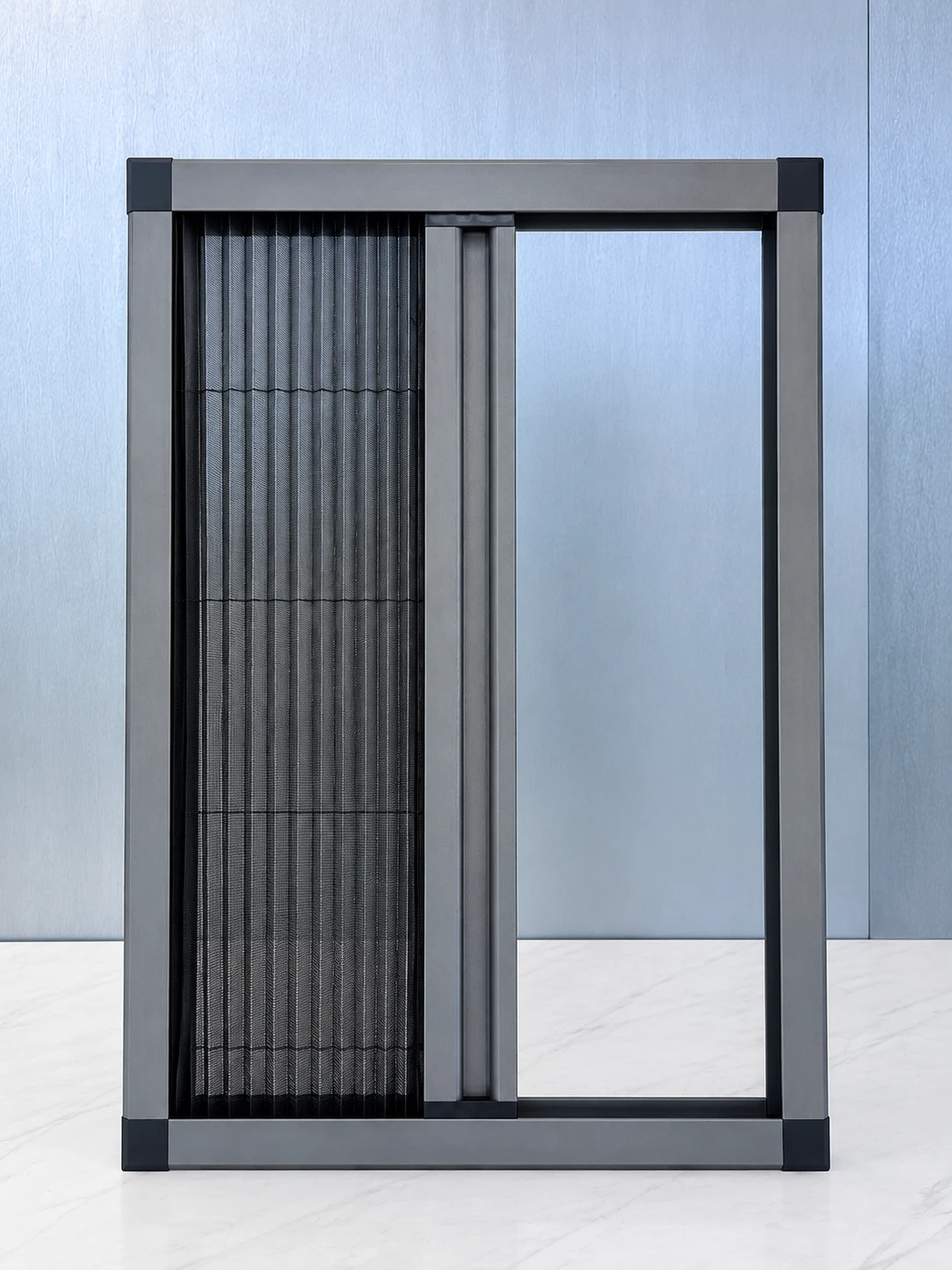 Type A compact folding retractable mesh screen